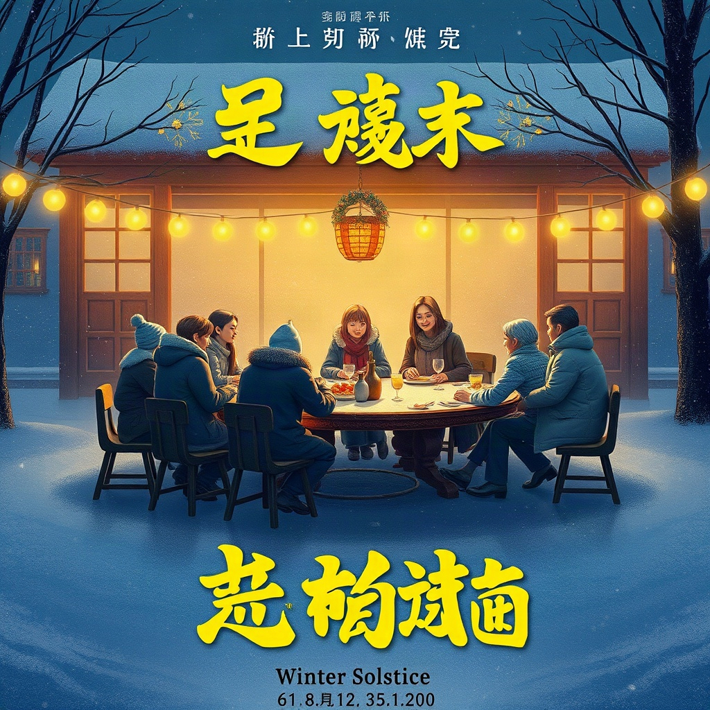 短剧《冬至不计年》海报，冬至家宴的圆桌与暖黄灯火